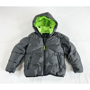 Champion Youth XS 4-5 Puffer Jacket Black Green Hooded Winter Coat Kids Boy Girl